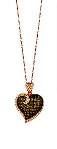 White and Chocolate Diamond with Gemstone Heart Pendant Necklace for Women in 14k Gold (Fancy Brown/H-I, VS2-SI2, cttw) on 18 or 20 Inch Long Chain with Lobster Claw Clasp by LeVian
