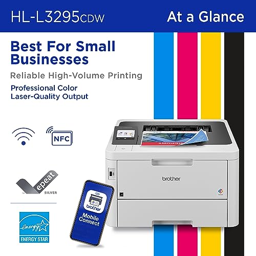 Brother HL-L3295CDW Wireless Compact Digital Color Printer with Laser Quality Output, Duplex, NFC, Mobile & Ethernet | Includes 4 Month Refresh Subscription Trial 1, Amazon Dash Replenishment Ready