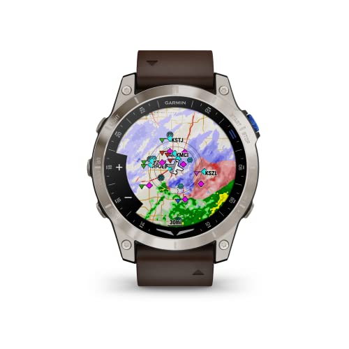 Garmin D2? Mach 1, Touchscreen Aviator Smartwatch with GPS Moving Map, Aviation Weather, Health and Wellness Features and More, Oxford Brown Leather Band