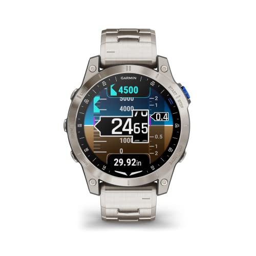 Garmin D2? Mach 1, Touchscreen Aviator Smartwatch with GPS Moving Map, Aviation Weather, Health and Wellness Features and More, Vented Titanium Bracelet