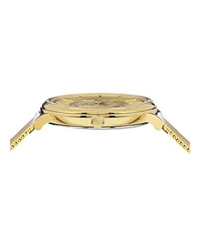 Versace Womens Ion Plated Yellow Gold 38 mm V-Circle Bracelet Watch VE8102219